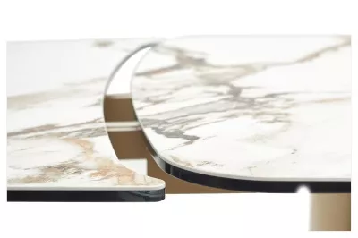 Стол BRONTE 200 раскладной KL-188 Контрастный мрамор матовый, итальянская керамика/ Шампань, ®DISAUR