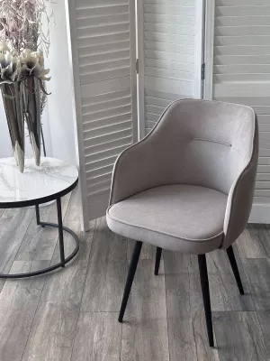 Стул ЛОРИС 360 град. поворот. цвет B22 Серый, велюр / черный каркас