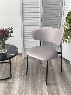 Стул ЛЕОНАРДО H-09 Светло-серый, велюр / черный каркас М-City