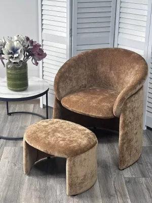 Кресло+оттоманка HUG AT5139-13 Коричневый, ткань/каркас металл в обивке AT5139-13 ®DISAUR