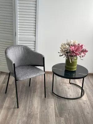 Стул ДИЛЛ, цвет RAIN 17 серый, велюр / черный каркас М-City