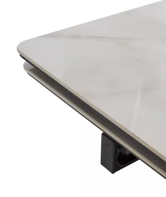 Стол ШЕРЛ  200 цвет ОНИКС (CRYSTAL ONIX BIANCO), керамика / Черный каркас