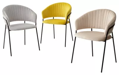 Стул ГЕММА, цвет H-06 Бежевый, велюр / черный каркас