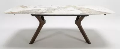 Стол КИРАН (KIRAN) 180 цвет ПАНДОРА (GLOSS LUXURY PANDORA SOLID CERAMIC) / Орех темный, ®DISAUR