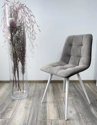 Стул CHILLI-Q светло-серый #26, велюр / белый каркас, 4 шт/ 1 к, М-City