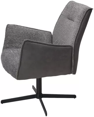 Кресло БЕЛФАСТ (BELFAST) 360 град. XD841-16 Серый, букле/ GINO-457 Серый, ткань/ Черный, ®DISAUR