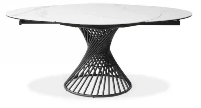 Стол БУЕНО (BUENO) 120 цвет МРАМОР (GLOSS GOLDEN JADE SOLID CERAMIC) / ЧЕРНЫЙ, ®DISAUR