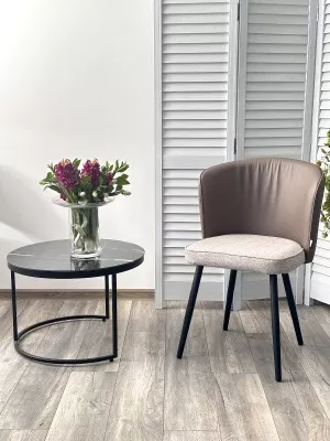 Стул МОНЕ цвет Бисквит ROVENA BISCUT  ткань / ORAKUL 290 экокожа / Черный каркас