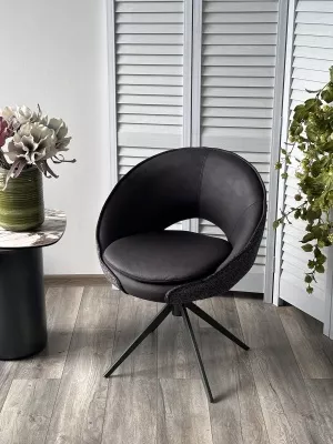 Стул АНАБЕЛЬ (ANABEL) 360 град. поворот Черный  Maison 99# / OTE COBBLE 457 / серый каркас, ®DISAUR