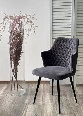 Стул ГЕРМАН (HERMAN) 360 град. BM-3 ТЕМНО-СЕРЫЙ, велюр / черный каркас