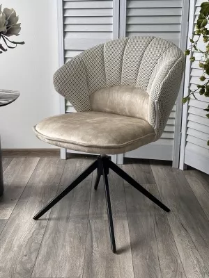 Стул ASTRA 360 град. поворот Белый Sonic 23 ткань / 7525-01 велюр / черный каркас, ®DISAUR