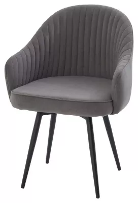 Стул ШЕЛЛ 360 град. поворот. цвет B28 Темно-серый, велюр / черный каркас