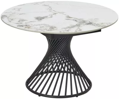 Стол БУЕНО (BUENO) 120 цвет МРАМОР (GLOSS GOLDEN JADE SOLID CERAMIC) / ЧЕРНЫЙ, ®DISAUR