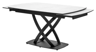 Стол FOGGIA 140 KL-99 Белый мрамор матовый, итальянская керамика/ черный каркас, ®DISAUR