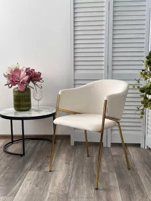 Стул DILL MOMO-01 молочный, велюр "беспальчиковый"/ золотой каркас М-City