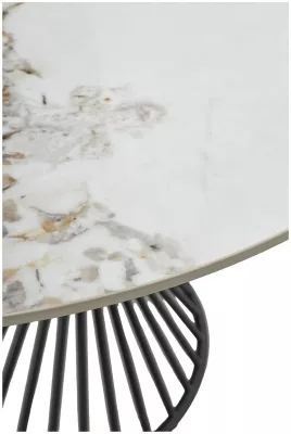 Стол БУЕНО (BUENO) 120 цвет МРАМОР (GLOSS GOLDEN JADE SOLID CERAMIC) / ЧЕРНЫЙ, ®DISAUR