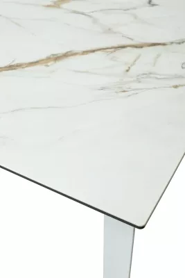 Стол КРЕМОНА (CREMONA) 180 KL-188 Контрастный мрамор матовый, итальянская керамика/ БЕЛЫЙ, ®DISAUR