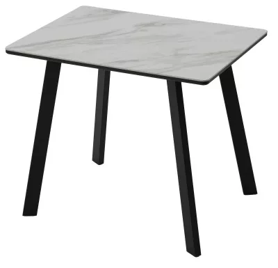 Стол ТИК ТАК 90  цвет Белый мрамор активный, керамика / Черный каркас