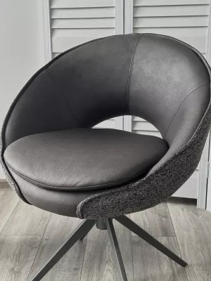Стул АНАБЕЛЬ (ANABEL) 360 град. поворот Черный  Maison 99# / OTE COBBLE 457 / серый каркас, ®DISAUR