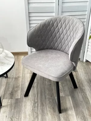 Стул СКАТ (SKAT) 360 град. поворот. цвет B22 Серый, велюр / черный каркас