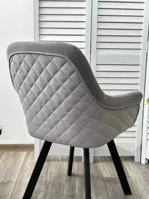 Стул ДЖЕТ (JET) 360 град. поворот. B22 Серый, велюр / черный каркас