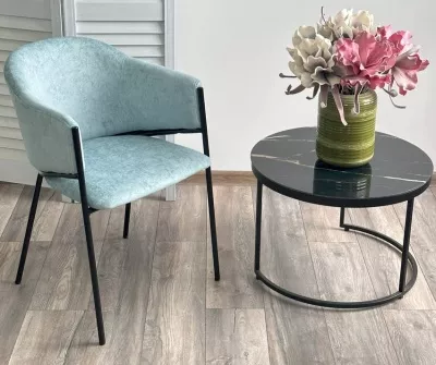 Стул ДИЛЛ, цвет RAIN 7 бриз, велюр / черный каркас