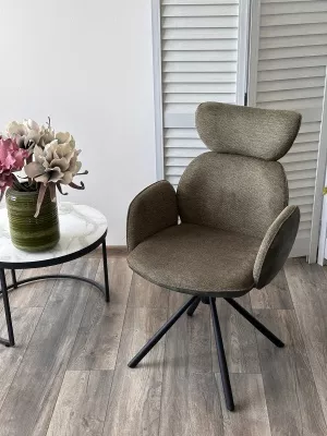 Стул VARDY 360 град.поворот. Brego-77 Зеленый, ткань/ 7525-156 Зеленый, велюр/Черный, ®DISAUR