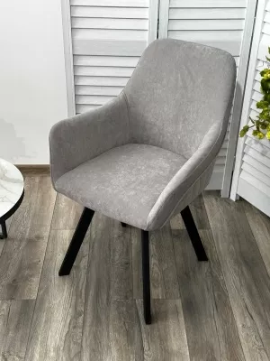 Стул ДЖЕТ (JET) 360 град. поворот. B22 Серый, велюр / черный каркас