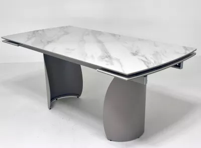 Стол ОЛЬХОН 180 цвет БЕЛЫЙ МРАМОР АКТИВНЫЙ , керамика / Латте каркас