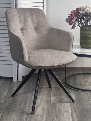 Стул НОРМАН 360 град., цвет BELLA-03/CYPRUS-03 латте, шенилл/замша / черный каркас