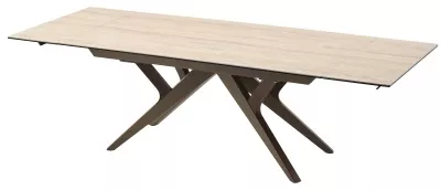 Стол КОСТА (COSTA) 180 ТРАВЕРТИН (MATTE SPANISH TRAVERTINE) керамика/ Латте / Орех натур, ®DISAUR