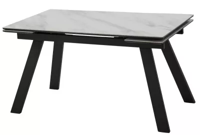 Стол МОРИС-2 140 цвет БЕЛЫЙ МРАМОР АКТИВНЫЙ, керамика / Черный каркас