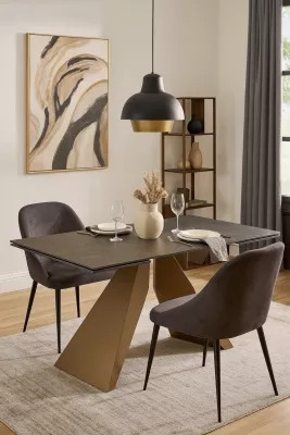 Стол ALES 180 BLACK GRAVE SOLID CERAMIC, керамика / бронзовый, ®DISAUR