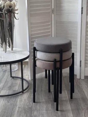 Табурет СТЭК штабилируемый цвет B22 Серый, велюр / черный каркас