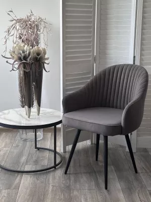 Стул ШЕЛЛ 360 град. поворот. цвет B28 Темно-серый, велюр / черный каркас