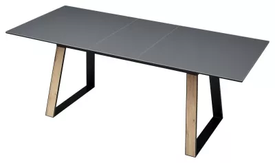 Стол Франк 160 ГРАФИТ, стекло / ДУБ ГАЛИФАКС-ЧЕРНЫЙ, М-City