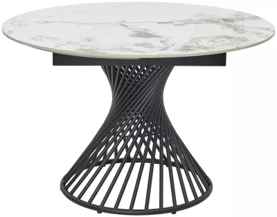 Стол БУЕНО (BUENO) 120 цвет МРАМОР (GLOSS GOLDEN JADE SOLID CERAMIC) / ЧЕРНЫЙ, ®DISAUR