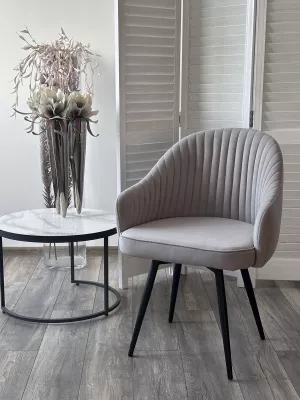 Стул ШЕЛЛ 360 град. поворот. цвет B22 Серый, велюр / черный каркас