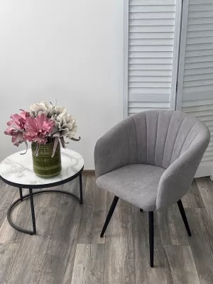 Стул РУНА (RUNA), 360 град. поворот. цвет B22 Серый, велюр / черный каркас