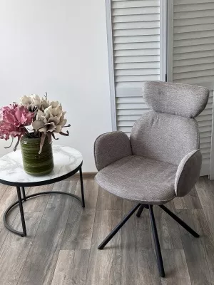 Стул VARDY 360 град.поворот. Brego-07 Серый, ткань/ 7525-180 Серый, велюр/Черный, ®DISAUR