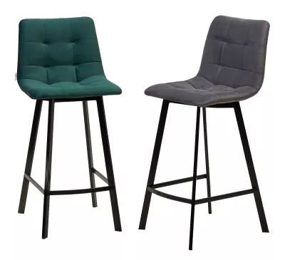 Полубарный стул CHILLI-QB SQUARE зеленый #19, велюр/ черный каркас (H=66cm) М-City