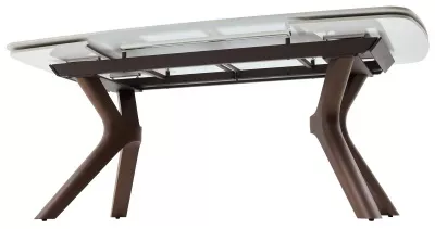 Стол КИРАН (KIRAN) 180 БЕЖЕВЫЙ МРАМОР (MATTE SICILY BEIGE SOLID CERAMIC) / Орех темный, ®DISAUR