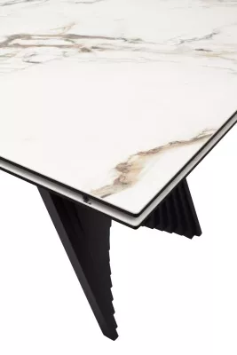 Стол ИВАР (IVAR) 180 цвет KL-188 Контрастный мрамор, итальянская керамика / ЧЕРНЫЙ, ®DISAUR