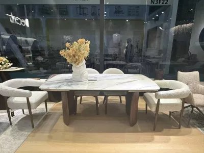 Стол ВЕСТБЕРГ (WESTBERG) 180 КАЛАКАТТА (GLOSS CALACATTA GOLD SOLID CERAMIC) / Орех натур, ®DISAUR