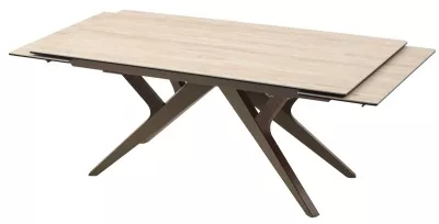 Стол КОСТА (COSTA) 180 ТРАВЕРТИН (MATTE SPANISH TRAVERTINE) керамика/ Латте / Орех натур, ®DISAUR