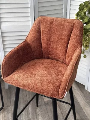 Полубарный стул ERYK 180 град. поворот. 3018-09 терракотовый, шенилл / черный каркас (H=67)