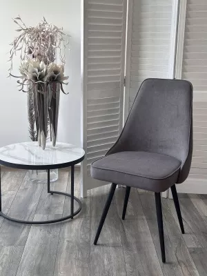 Стул БЕРТИ 360 град. поворот. B28 Темно-серый, велюр / черный каркас