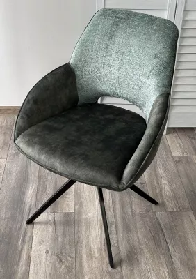 Стул БЕРРИС  (BERRIES) 360 град., Зеленый Loris-39 /тем-зеленый 7525-156, велюр/ черн каркас, DISAUR