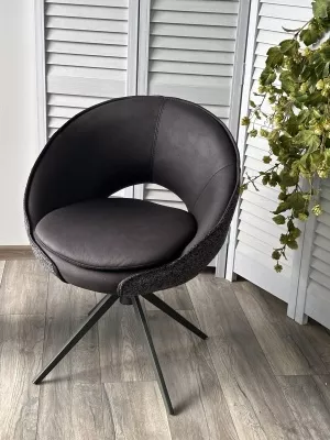 Стул АНАБЕЛЬ (ANABEL) 360 град. поворот Черный  Maison 99# / OTE COBBLE 457 / серый каркас, ®DISAUR