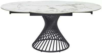 Стол БУЕНО (BUENO) 120 цвет МРАМОР (GLOSS GOLDEN JADE SOLID CERAMIC) / ЧЕРНЫЙ, ®DISAUR